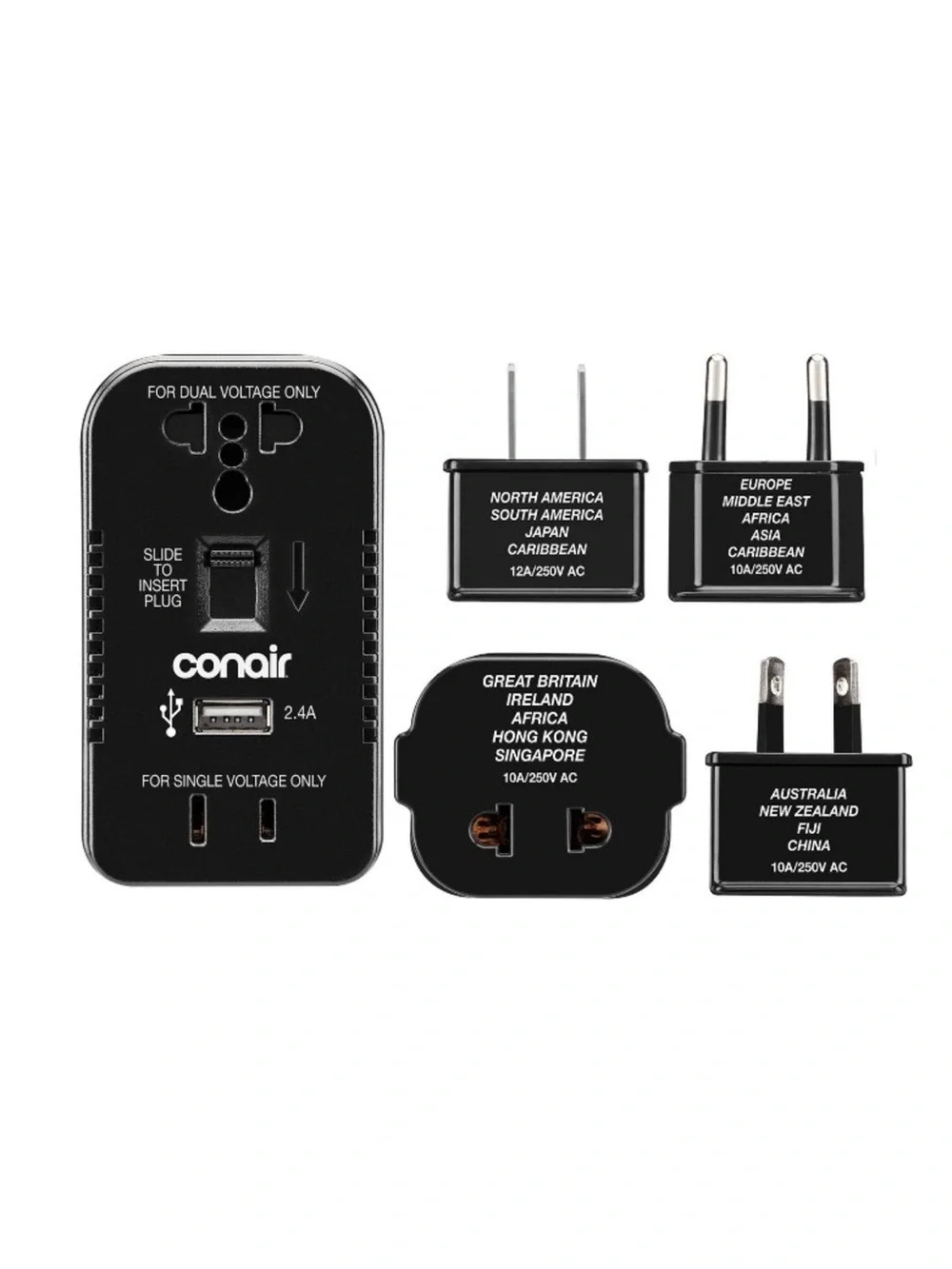 Travel Smart by Conair 2 Outlet Converter Set with USB Port
